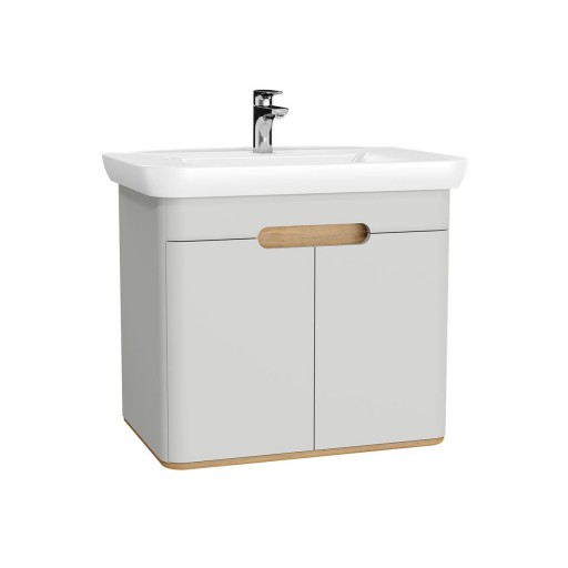 Vitra Sento Vanity Unit & Basin With Doors - 800MM Matt Light Grey