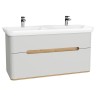 Vitra Sento Vanity Unit & Double Basin 2 Drawers - 1300MM Matt Light Grey