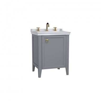 VitrA Valarte Right Hinged Matt Grey Vanity Unit & Triple Tap Basin - 650MM