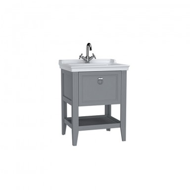 VitrA Valarte Single Drawer Matt Grey Vanity Unit & Single Tap Basin - 650MM