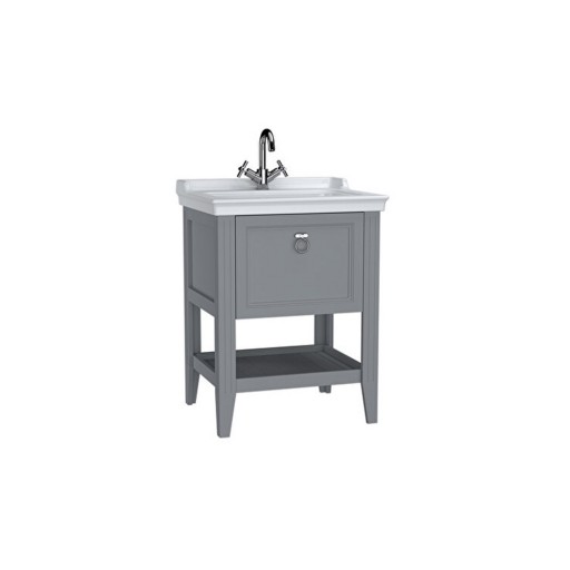 VitrA Valarte Single Drawer Matt Grey Vanity Unit & Single Tap Basin - 650MM