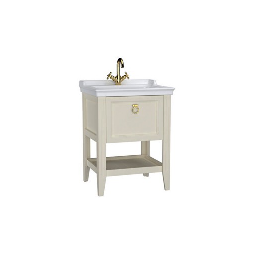 VitrA Valarte Single Drawer Matt Ivory Vanity Unit & Single Tap Basin - 650MM