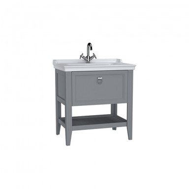 VitrA Valarte Single Drawer Matt Grey Vanity Unit & Single Tap Basin - 800MM
