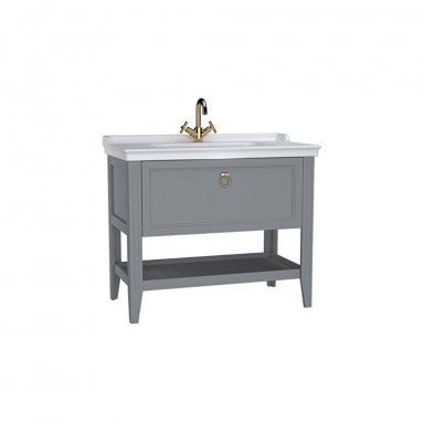 VitrA Valarte Single Drawer Matt Grey Vanity Unit & Single Tap Basin - 1000MM