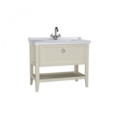 VitrA Valarte Single Drawer Matt Ivory Vanity Unit & Single Tap Basin - 1000MM