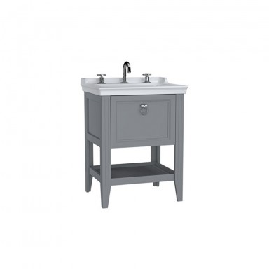 VitrA Valarte Single Drawer Matt Grey Vanity Unit & Single Tap Basin - 650MM