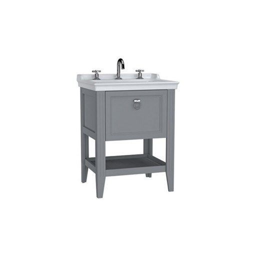 VitrA Valarte Single Drawer Matt Grey Vanity Unit & Single Tap Basin - 650MM