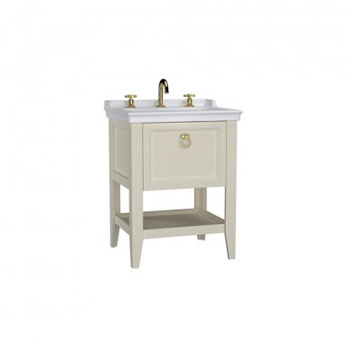 VitrA Valarte Single Drawer Matt Ivory Vanity Unit & Single Tap Basin - 650MM