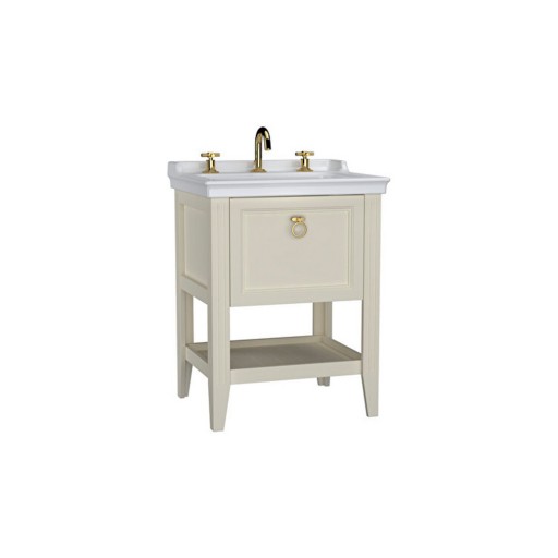 VitrA Valarte Single Drawer Matt Ivory Vanity Unit & Single Tap Basin - 650MM