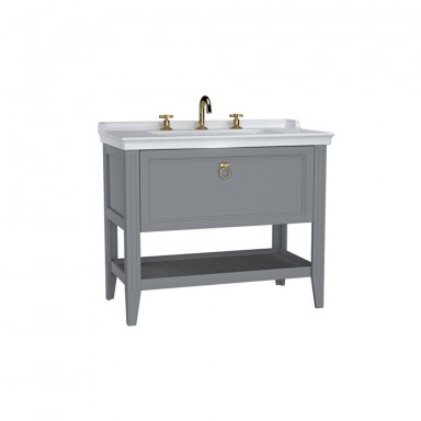 VitrA Valarte Single Drawer Matt Grey Vanity Unit & Triple Tap Basin - 1000MM