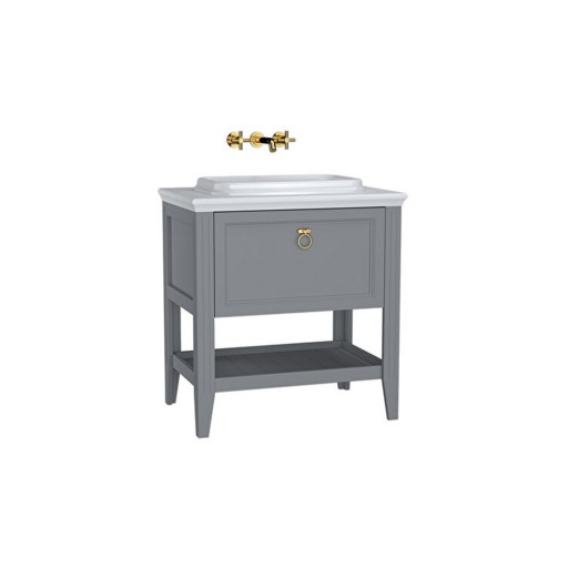 VitrA Valarte Single Drawer Matt Grey Vanity Unit & Single Tap Basin - 800MM