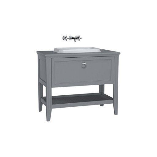 VitrA Valarte Single Drawer Matt Grey Vanity Unit & Single Tap Basin - 1000MM