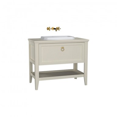 VitrA Valarte Single Drawer Matt Ivory Vanity Unit & Single Tap Basin - 1000MM