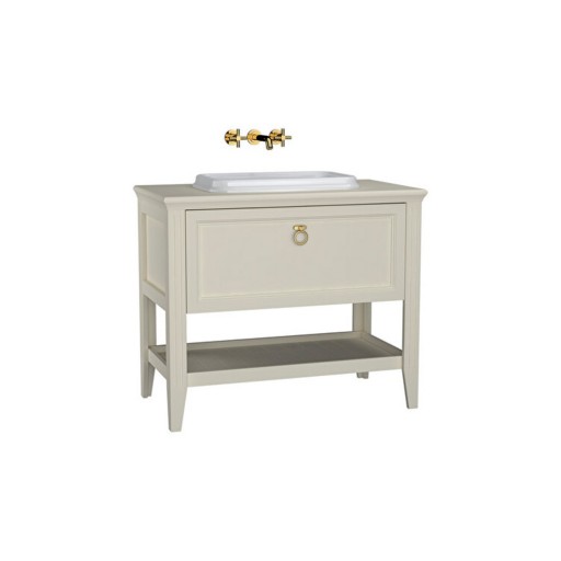 VitrA Valarte Single Drawer Matt Ivory Vanity Unit & Single Tap Basin - 1000MM