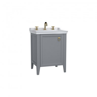 VitrA Valarte Left Hinged Matt Grey Vanity Unit & Triple Tap Basin - 650MM
