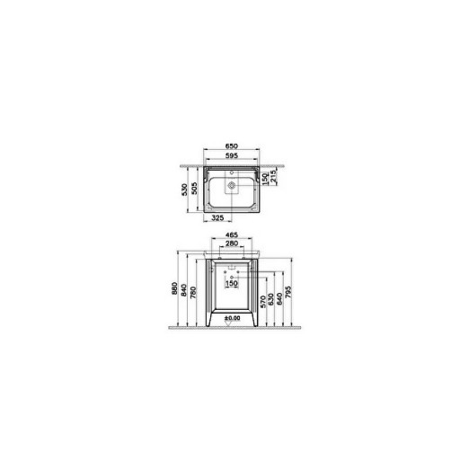 VitrA Valarte Left Hinged Matt Ivory Vanity Unit & Single Tap Basin - 650MM