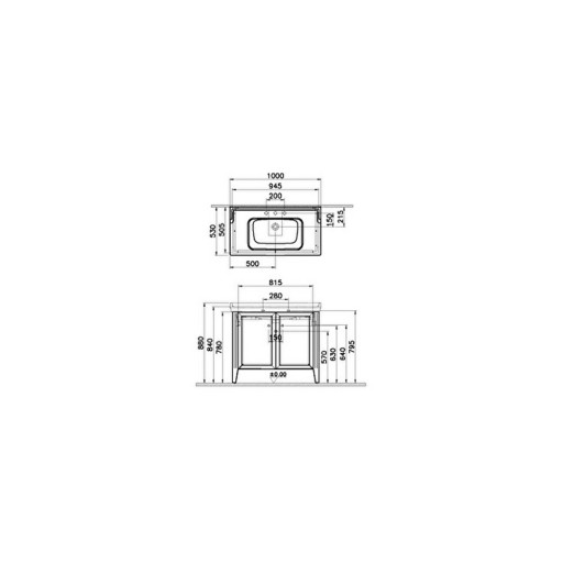 VitrA Valarte Double Door Matt Grey Vanity Unit & Triple Tap Basin - 1000MM