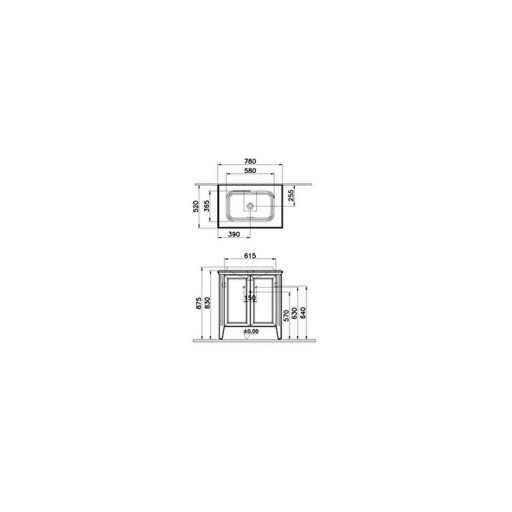VitrA Valarte Double Door Matt Ivory Vanity Unit & Single Tap Basin - 800MM